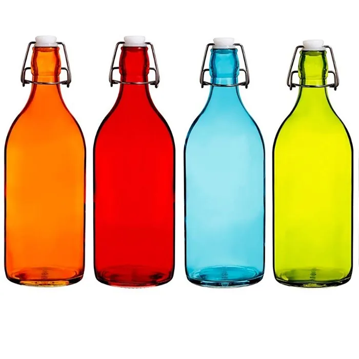 200ml 250ml 500ml 750ml 1000ml Water Juice square Round Glass Bottle with Clip Lock Cap
