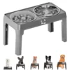 Gray Double Stainless Steel Bowl & Slow Feeder Bowl