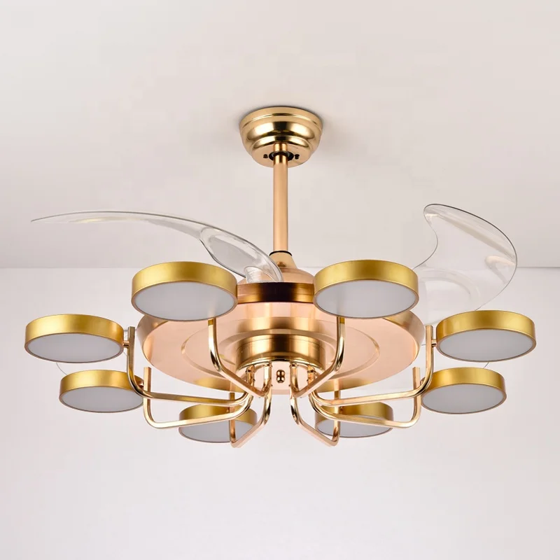 763B 48 Invisible Ceiling Fan Lamp Remote Control Dimmable Led Chandelier Light