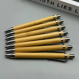 Click Natural Wood Ball Pen Customized Logo Promotional Adverting Bamboo Ballpoint Pen
