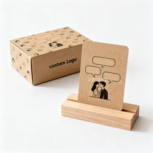 FSC EN71 Certificate Custom Card Game Handmade Paper Love Lingual Couple Card Game With Wooden Supports