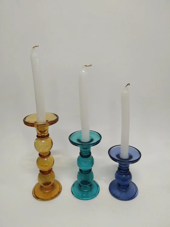 Home decoration Candle Jar Empty Glass Wholesale Colorful Handmade Candle stand candle holder details