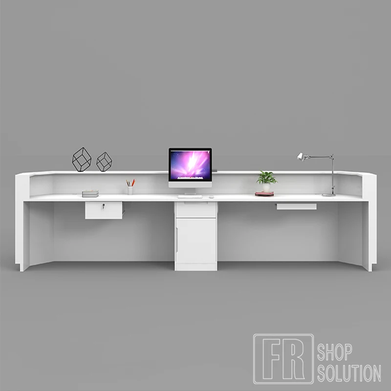 White Curve Reception Counter Modern Hotel Reception Desk Direct Factory Made Office Furniture
