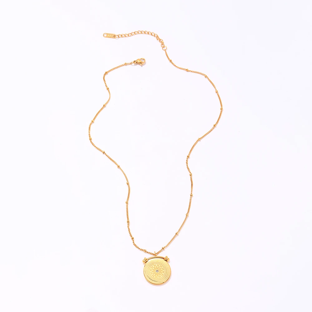 Joolim Jewelry Pvd Gold Plated Trendy Round Coin Pendant Necklace