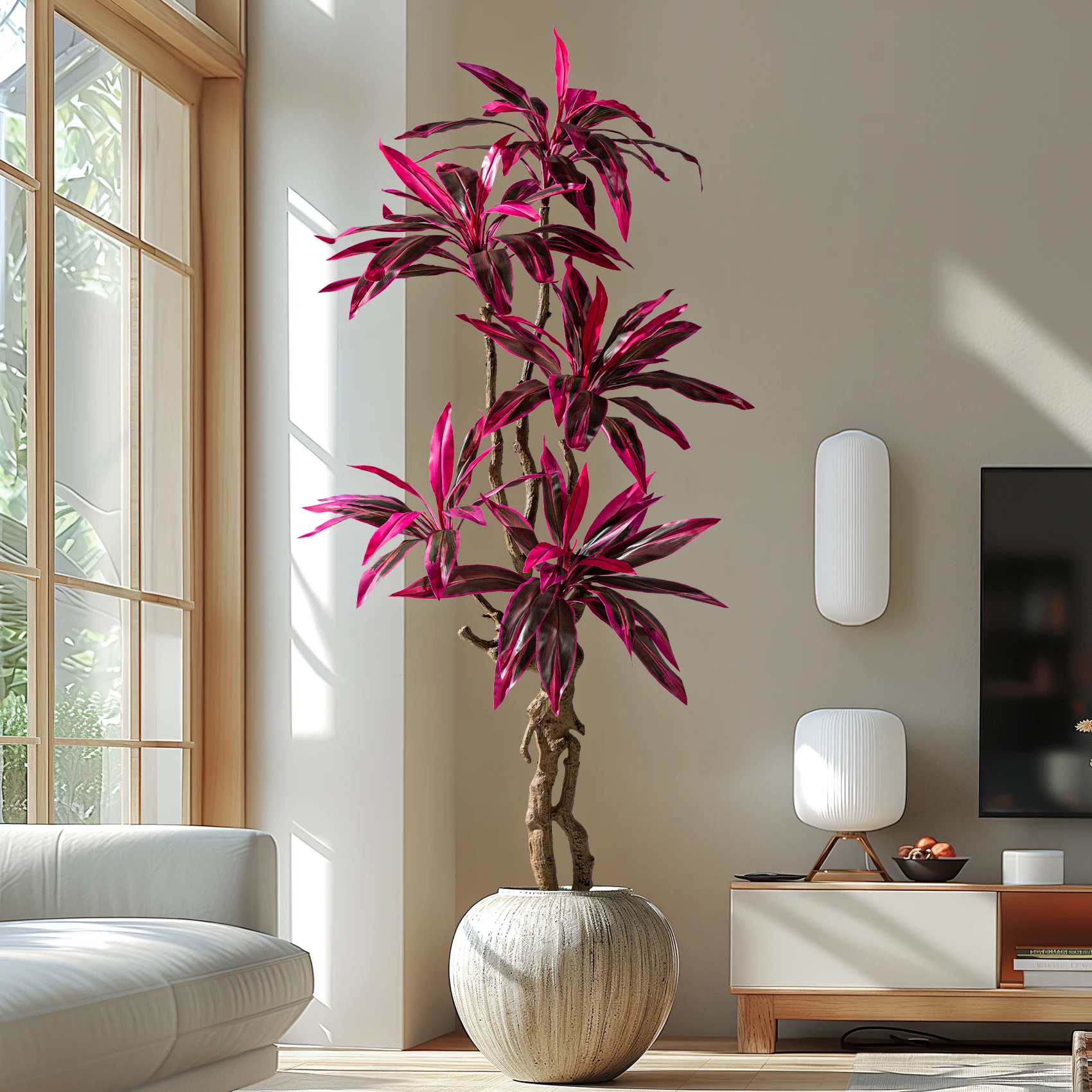 Natural Style Large Artificial Brazilian Ironwood Green Tree Plastic Decorative Greenery Olive Bonsai Pot Decorative Outdoor