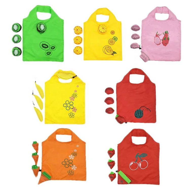 Fruit Shape Reusable Folding Polyester Nylon Storage Grocery Tote Shopping Bag