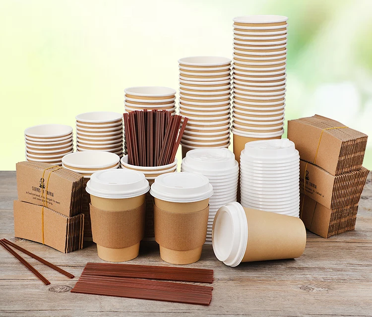 Hot selling disposable 100% biodegradable hot double wall coffee cup kraft paper cups manufacture