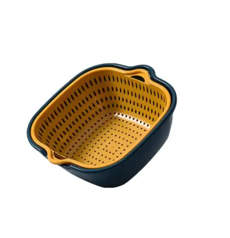 Набор двухслойных кухонных сливных корзин из 6 предметов, квадратный Многофункциональный фильтр для мытья фруктов и овощей