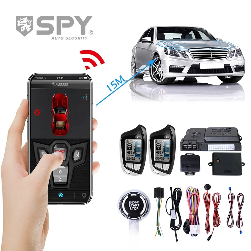 双方向カーアラームセキュリティシステム リモートスタートシステム SPYユニバーサルpkeキーレスプッシュボタンスタートカーアラーム