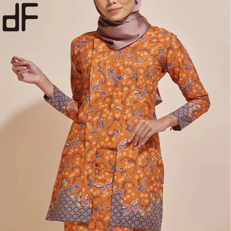 Islamitische Kleding Klassieke Moslim Bloemen Batik Rok Elegante Dames Pak  Blouse En Rok Tweedelige Bahan Baju Kebaya