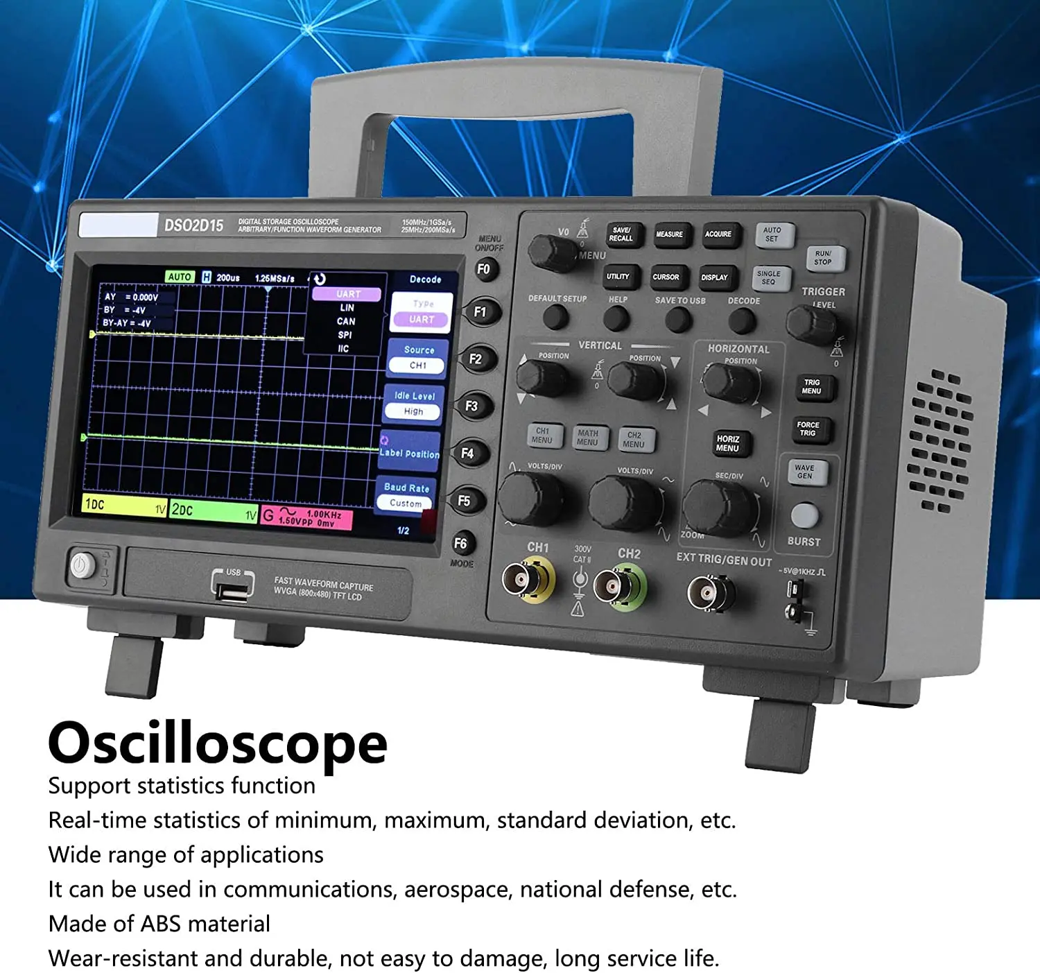 Siglent SDS1202X-E Color Temperature Display 100,000 wfm/s 200MHz Digital Oscilloscope
