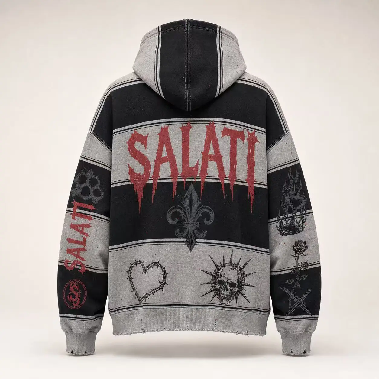OEM Custom Men Hoodies Multi Color Washed Full Zip Oversized Gothic Graphic Distressed Streetwear Fashion Men Zip Up Hoodie gallery 3