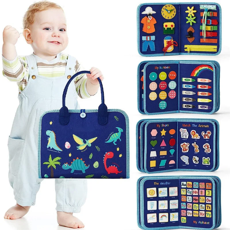Hotsale Activity Board Montessori Kids Felt Busy Learning Basic Dress Skill Educational Travel Baby Sensory Toys