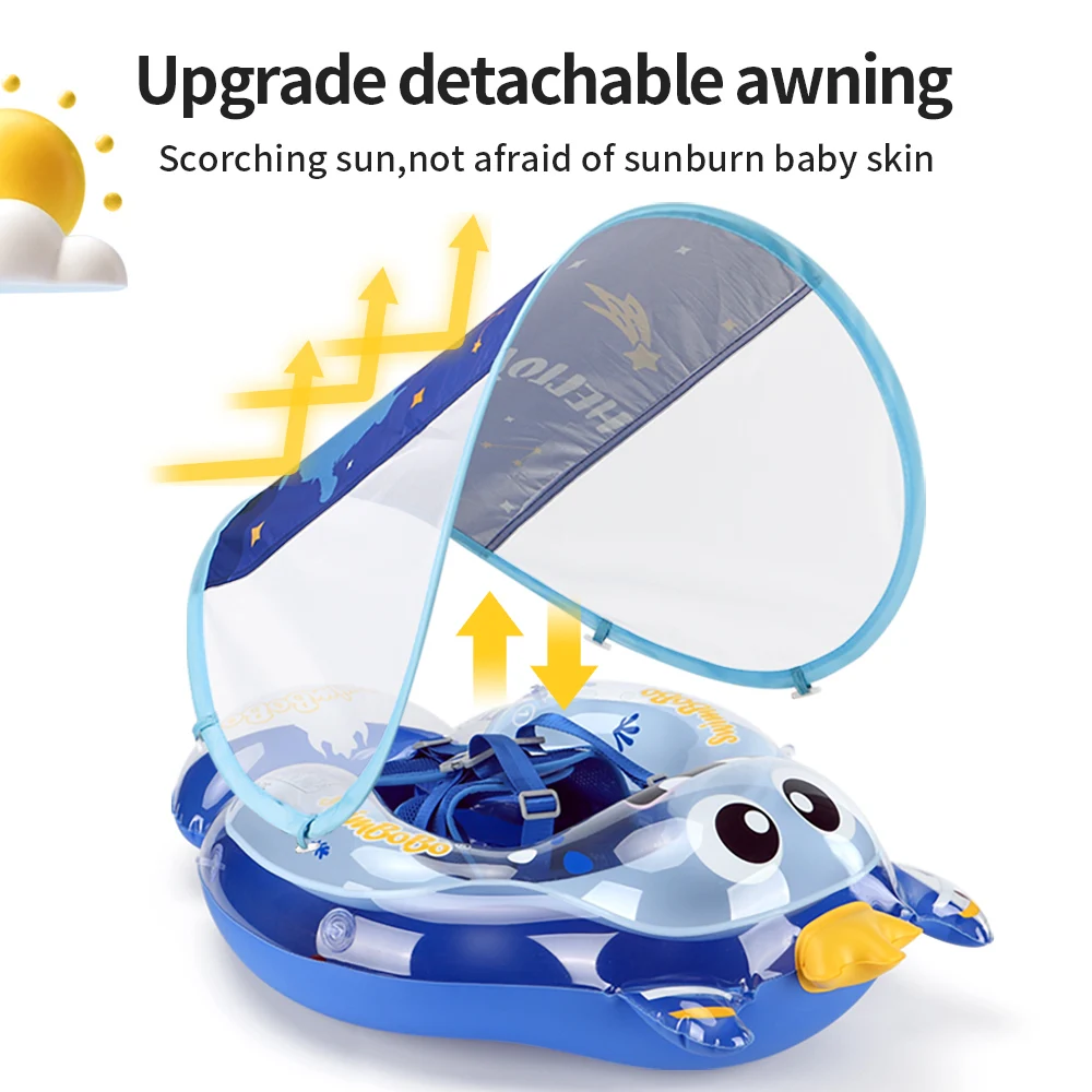 Swimbobo Baby Inflatable  Floating Kids Swimming Floats Waist Trainer Child Swim Pool Water Toy Ring PVC Baby Float With Canopy