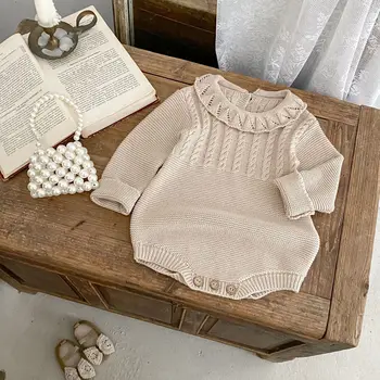 2025 Spring and Autumn Casual Baby Jumpsuit Cotton Infant Clothes Boys and Girls Baby Knitted Long-Sleeve Baby Rompers