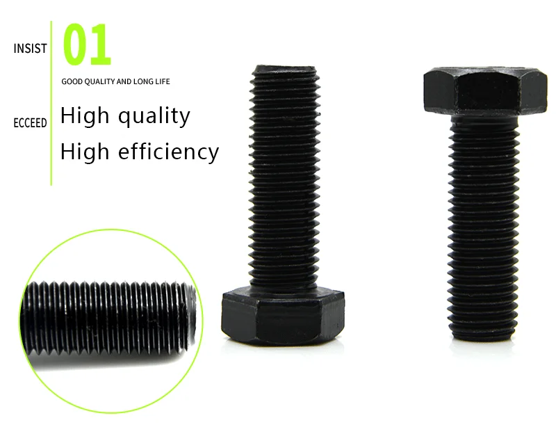 Black Hex Screw Bolts and Nuts Din933 M6 Bouten M10 Tuerca Y Perno Fasteners M12 M13 Hexagon Bolts 18X80 Mm 8.8 Hex Head Bolt details