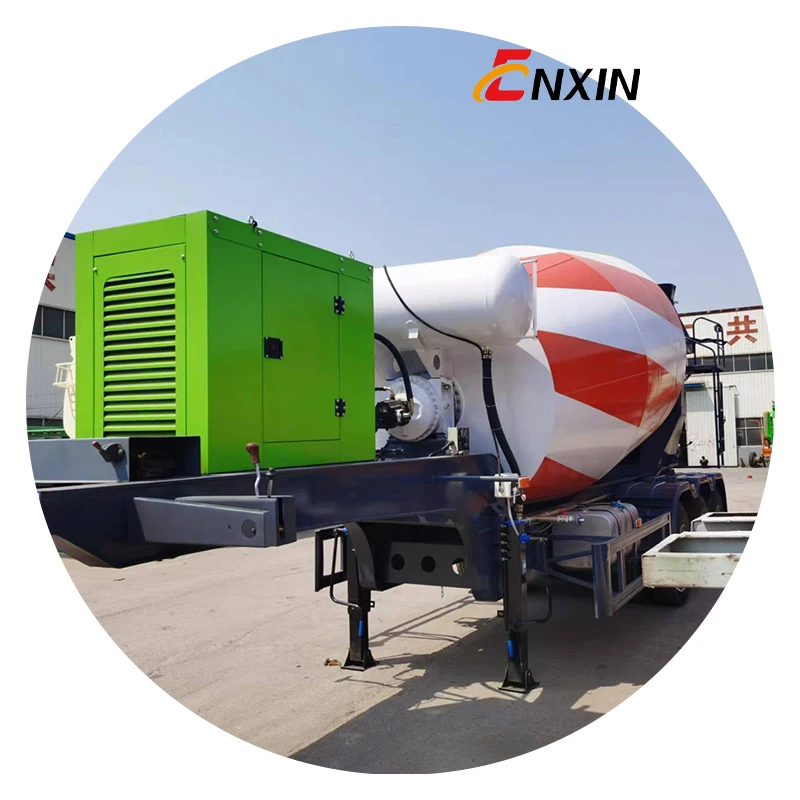 Tri Axles Construction 16cbm Semi Concrete Mixing Tank Trailer With Diesel Engine