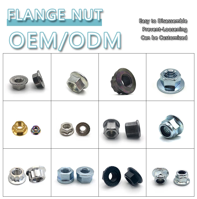 DIN6923 SS201 SS304 SS316 M6 M7 M8 M10 Large Hex Flange Nut With Serrated