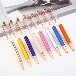 Personalized Twist DIY Barrel Empty Tube Pens With Rose Gold Glitter