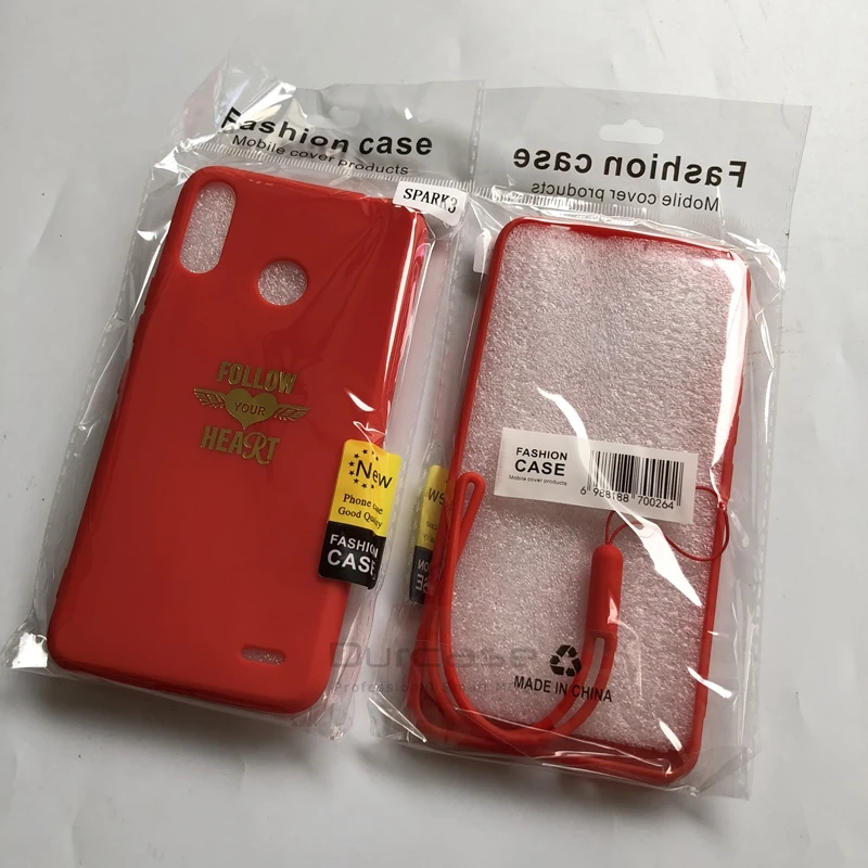For Tecno Spark 3 KB7 CD6J Pop 4 Pro BC3 CE9 Africa Mobile Phone Back Cover Case Matte Slim TPU Silicone With Rope Cases