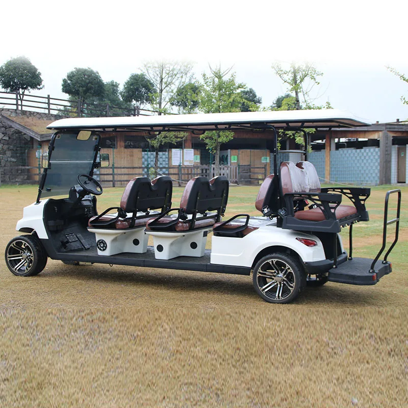 Custom High Performance Four Wheel Sightseeing Battery Powered Golf Cart 8 Seater
