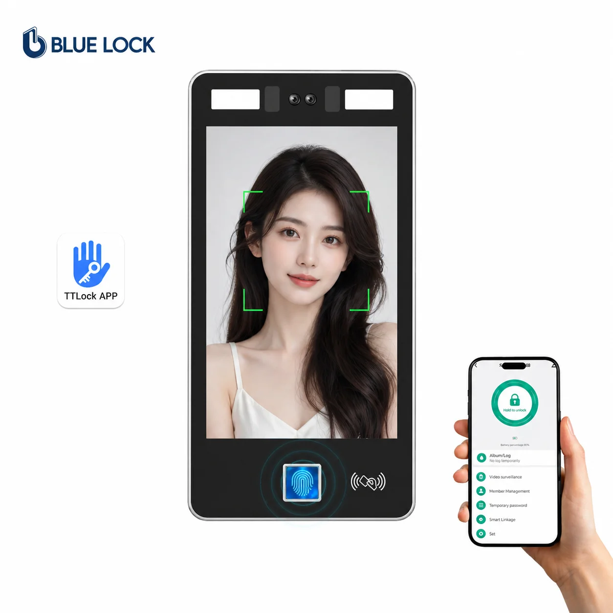 Bluelock 3D Face Recognition Access Control Waterproof Access Control RFID Card TTlock Remote Control Fingerprint Lock Door