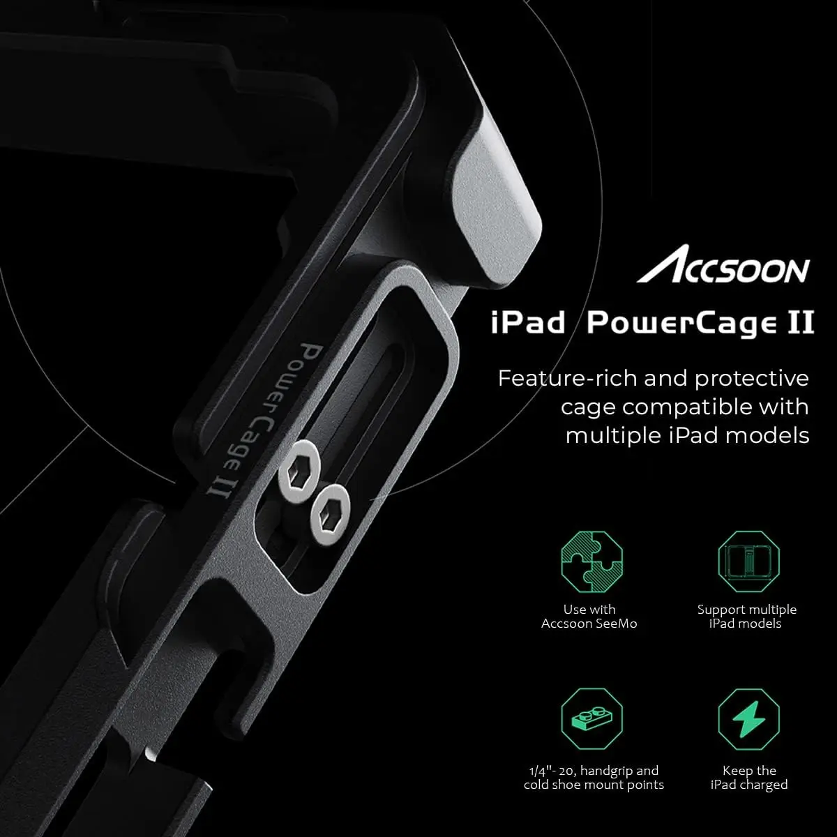 ACCSOON Powercage II - Adjustable Protective Cover for Ipad