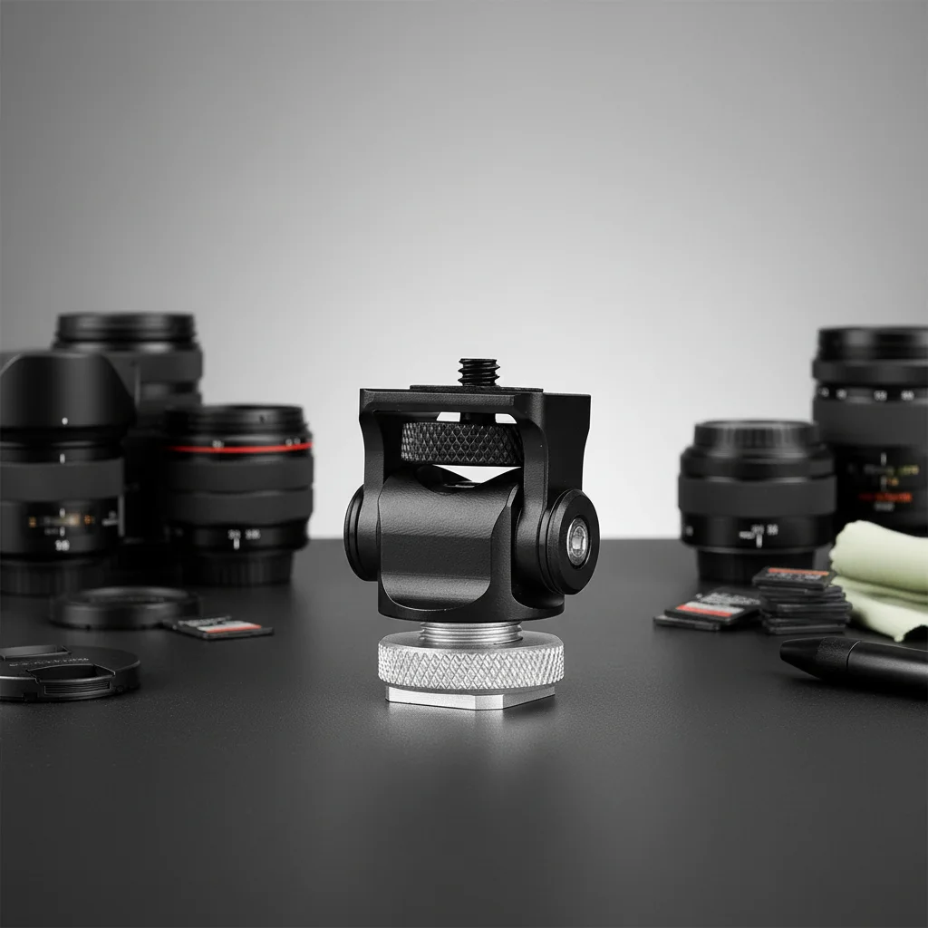 Držák pro monitor do terénu z hliníkové slitiny, držák pro monitor fotoaparátu s malou kulovou hlavou a příchytným zámkem typu Cold Shoe pro klec fotoaparátu, stabilizační systém