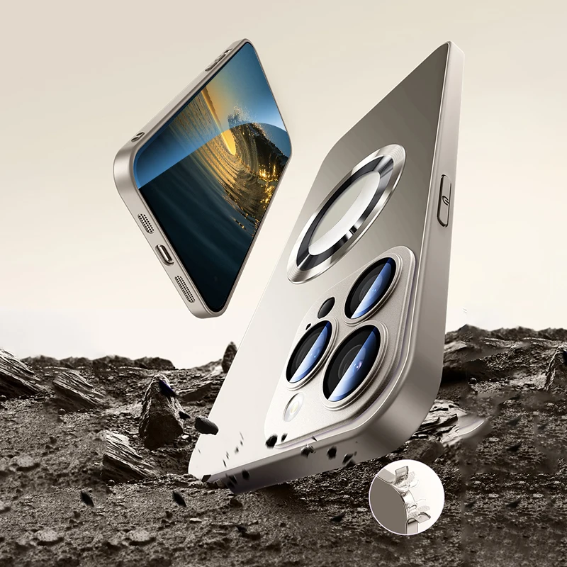 Wireless Magnetic Phone Case With Hole AG Phone Case Big Window Back Cover for iphone  14 PRO 13 PRO MAX