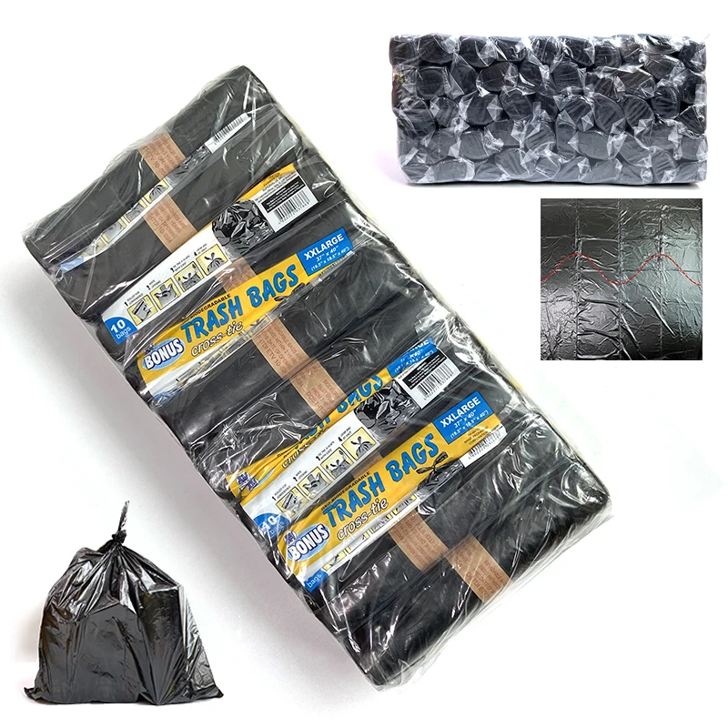 Custom Plastic Pe 5560 Gallon Contractor Rubbish Trash Bags Cross Tie 3.0 Mil,Large Black Cross