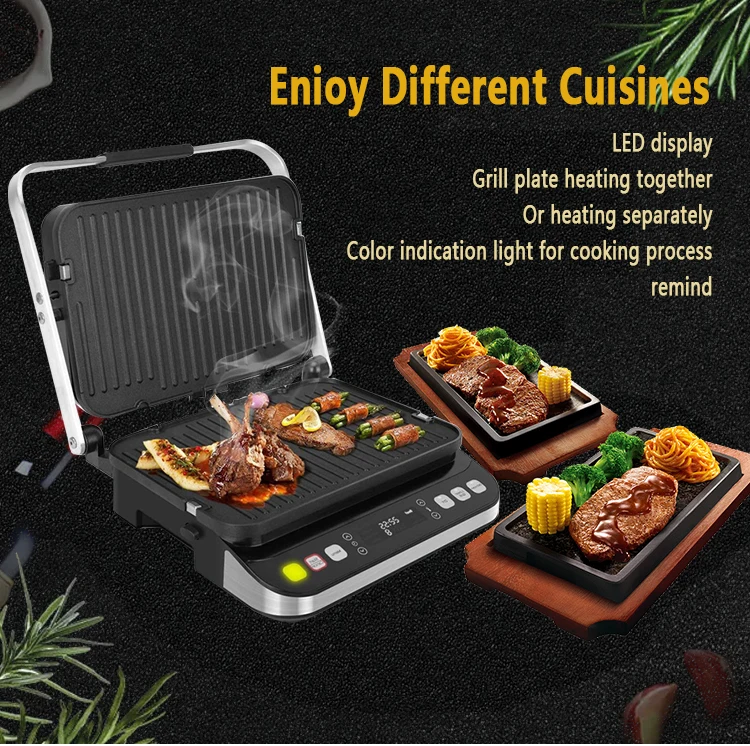 2000w Electric Contact Grill Household Mini Press Stainless Steel