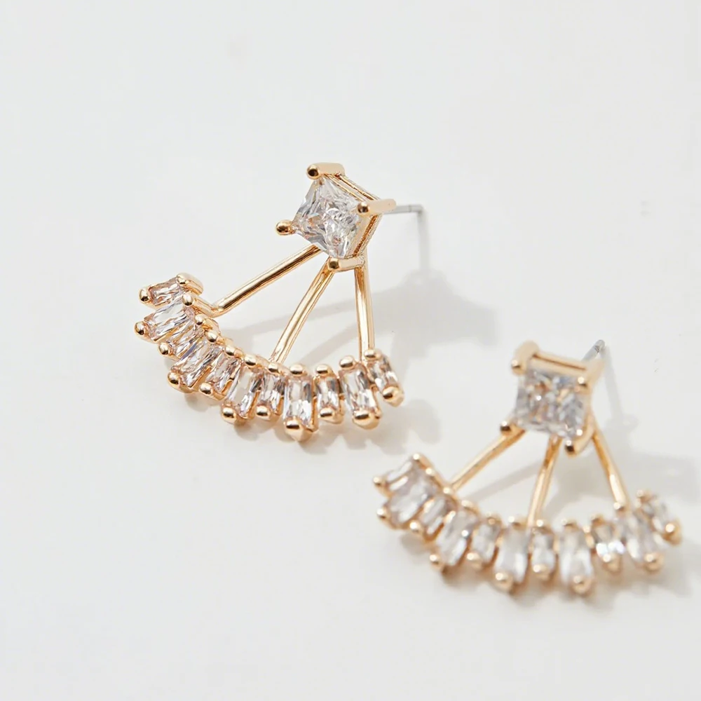 2026 Fashion Jewelry Expert Square Diamond Earrings: Trendy Geometric Gold Plated Charm Women's Pendant Earrings