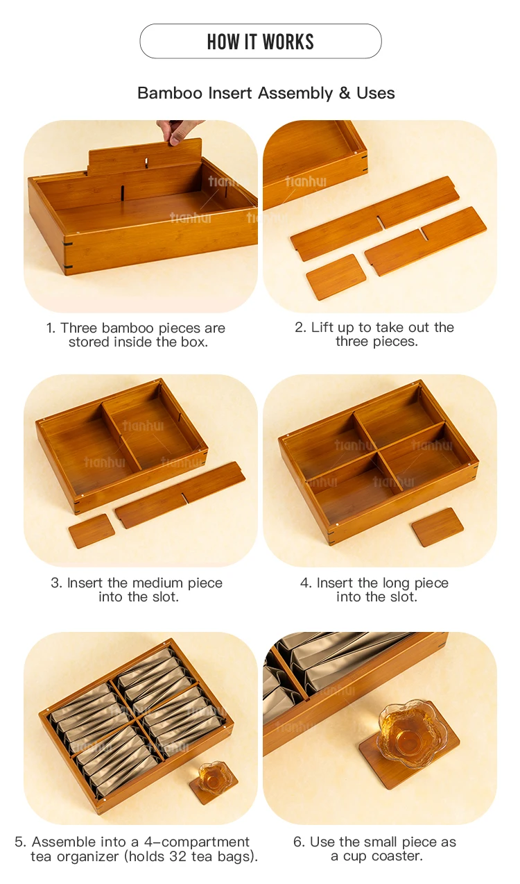 product tianhui bamboo gift box with interchangeable inserts reusable brand packaging-7