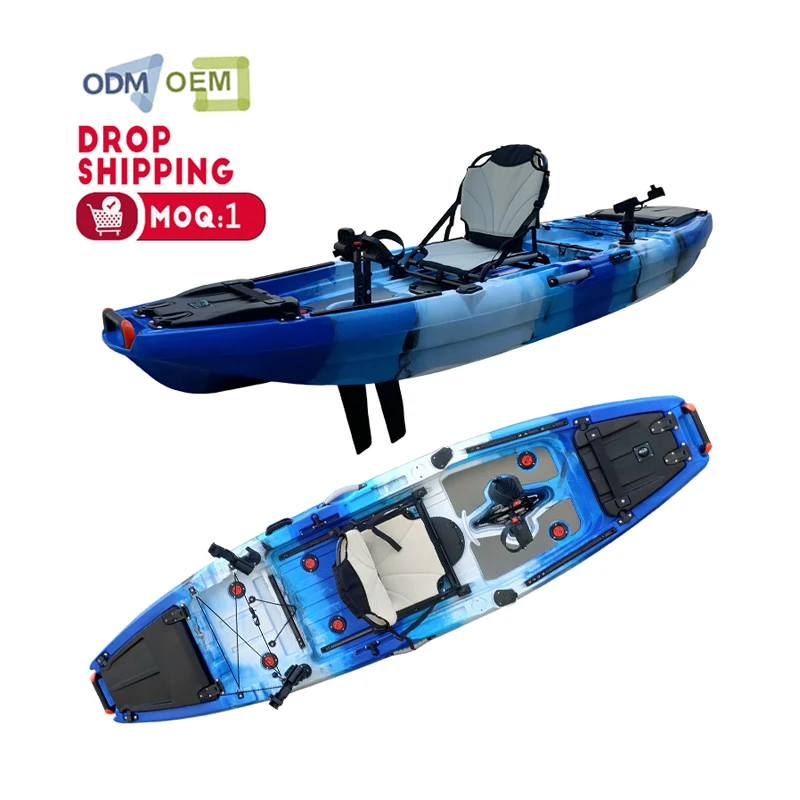 High Quality Single Sit on Top Fishing Kayak Pedal Kayak with Fishing Rod Holder