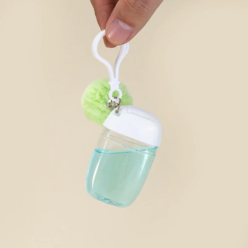 30ml 1oz Key Ring Type Flip Cap Empty Hand Sanitizer Squeeze Bottle With Carabiner Silicone Holder factory