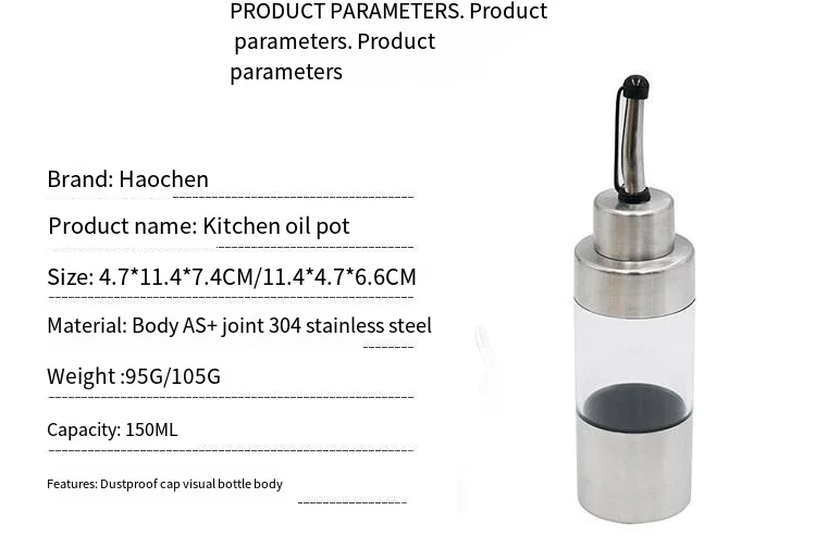 304 stainless steel seasoning bottle oil pot vinegar bottle transparent visible capacity food grade oil bottle details