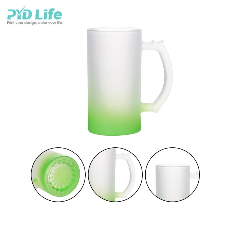 Frosted Glass Beer Mug Gradient(16oz/480ml,Sublimation Blank,Light