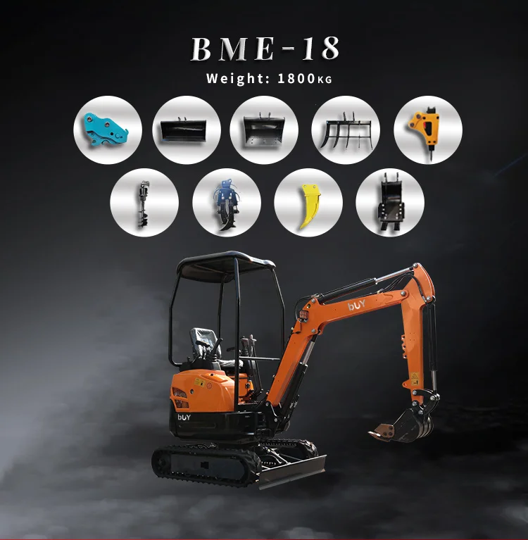 Professional Escavator Machines Digger 1 Cylinder Diesel Engine 1800kg