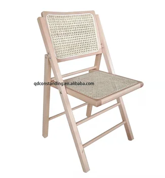 OEM ODM Factory Cane Back Wedding Portable Wood Leisure Floor Wholesale Outdoor Camping Rattan Folding Chairs For Events