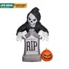 6FT  Inflatable Grim Reaper Stand Behind Tombstone with Pumpkin