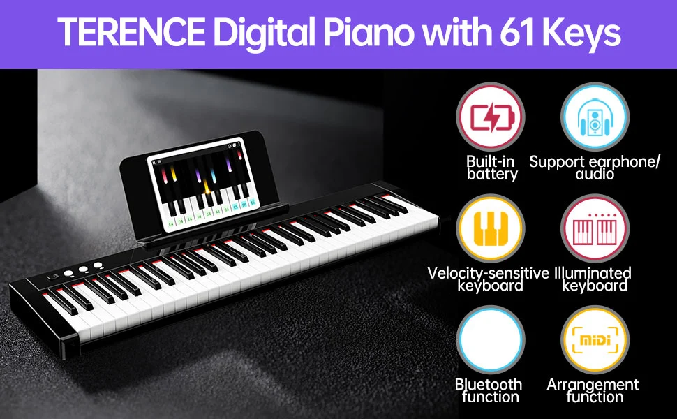 TERENCE TS-01 61-Key Electronic Digital Keyboard & Portable