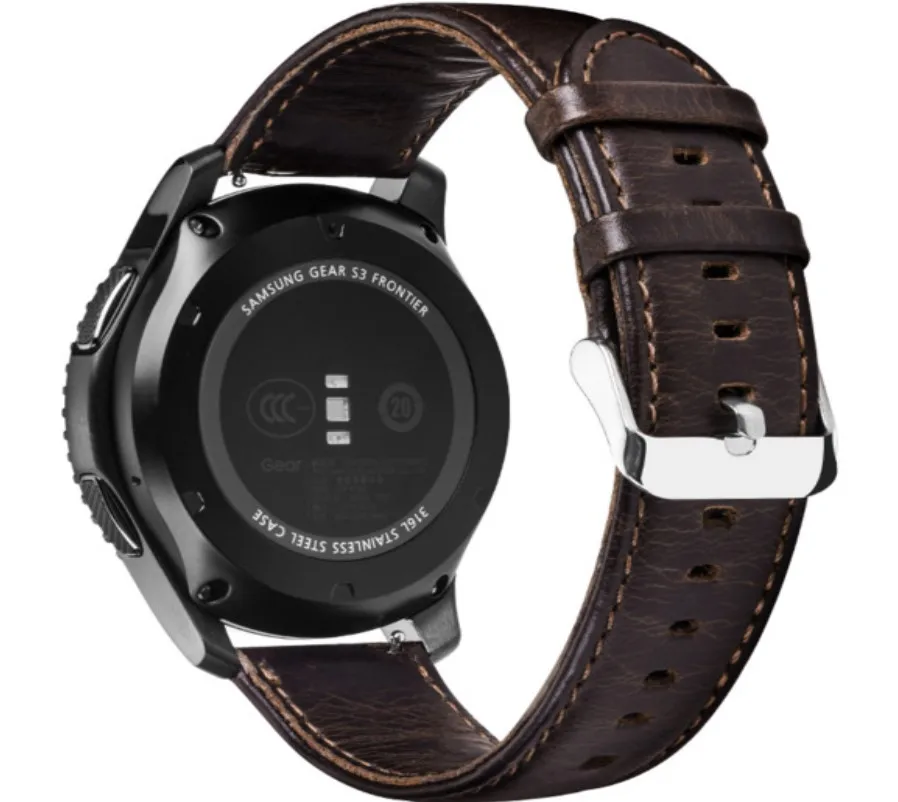 Samsung Galaxy Watch silicone / leren bandje 45mm / 46mm (zwart/bruin) -  Smartwatchbanden.nl