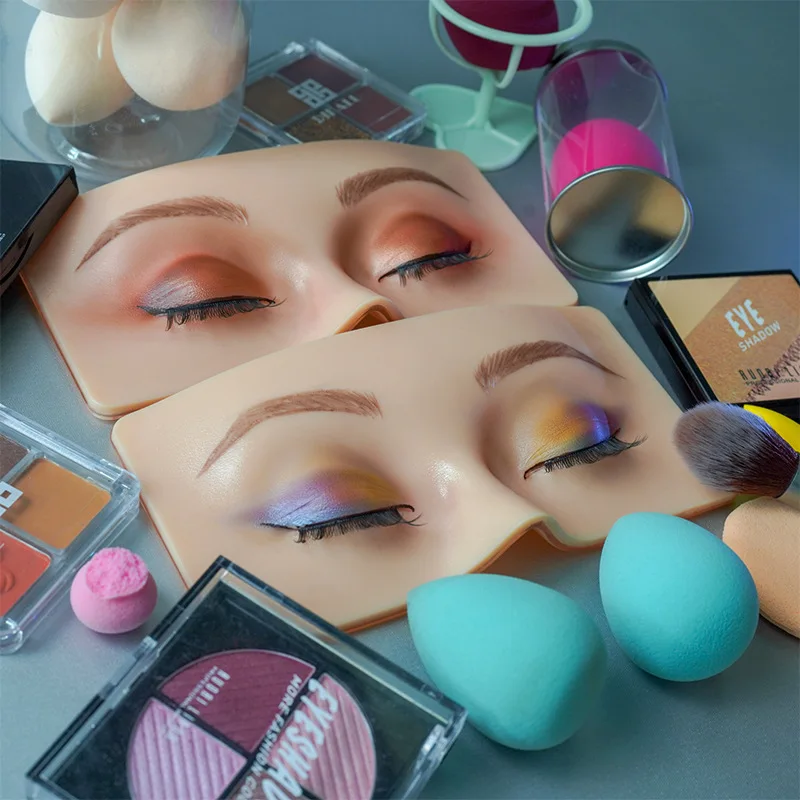 Practicing Makeup Kit Silicone Practice Face Eyeshadow Eyelash Beginners Makeup Training Reusable Practicing Makeup Board
