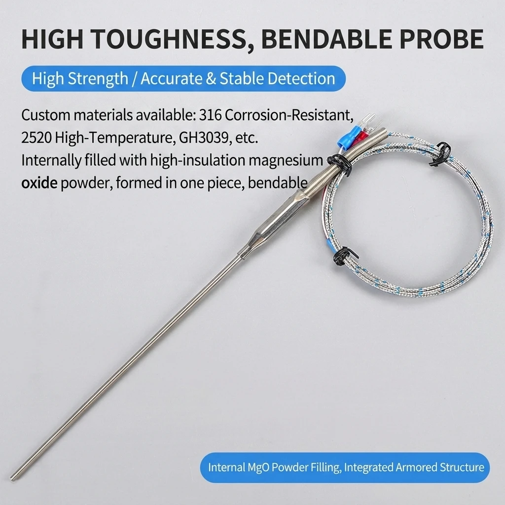 SOFSI Armored K-type Thermocouple High Temperature Resistant Stainless Steel Probe 0-800 ℃ ODM/OEM Temperature Sensor
