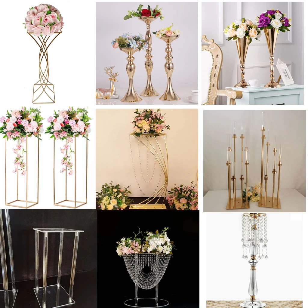 Ourwarm Geometric Gold Clear Wedding Centerpieces Decorations Flower