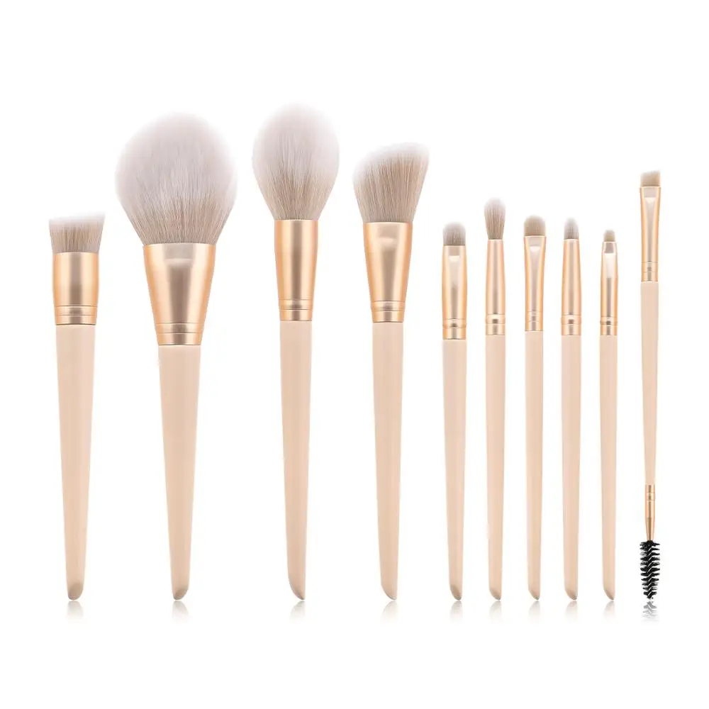 2021 Popular 10 Pcs Synthetic Eyeliner Face Powder Foundation Powder Concealers Makeup Brush Set