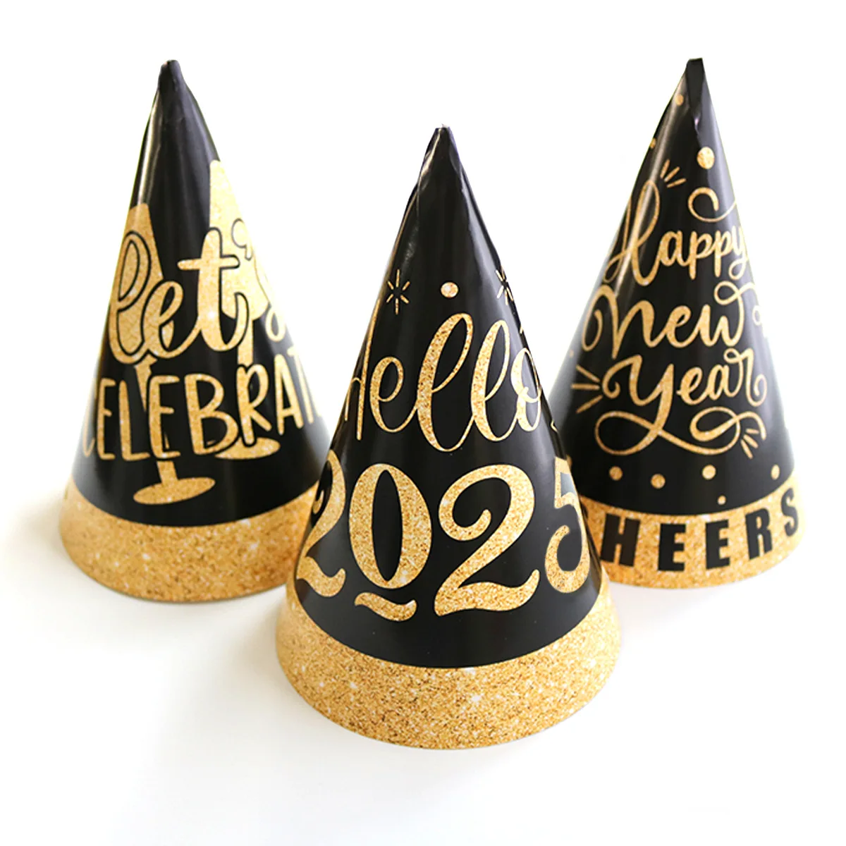 24 Cappelli A Cono Di Carta Per Festa Di Capodanno 2025, Decorazioni Per Feste, Forniture Per Adulti E Bambini, 6 Disegni, 6,1 X 24,1 Cm