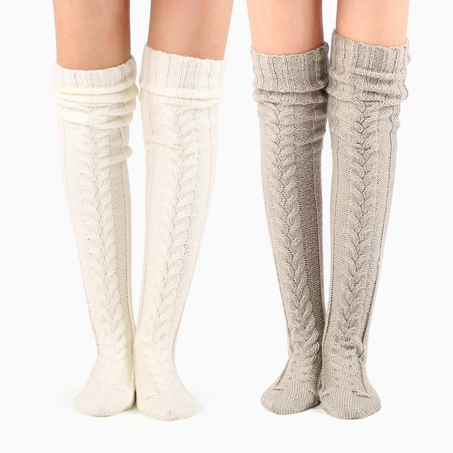 Wholesale Custom Warm Over Knee Socks Warm Heat Cotton Young Long Women ...