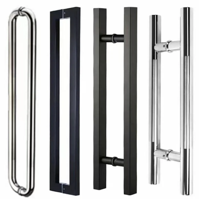 Commercial Modern Square Entry Front Door Long Ladder Door Pull Handle Stainless Steel/Iron Custom Mirror Finish Glass Door