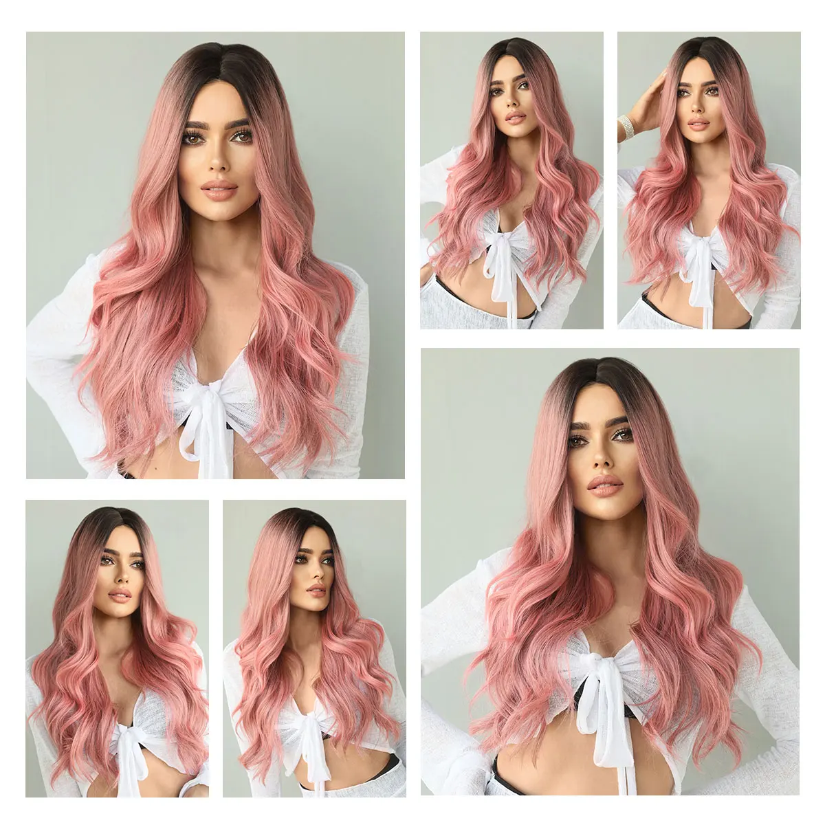 Ombre Pink Beauty Wig 26 inches Amazon.com : HAIRCUBE Ombre Pink Wavy Wig, 26 Inch, Heat  main image 2